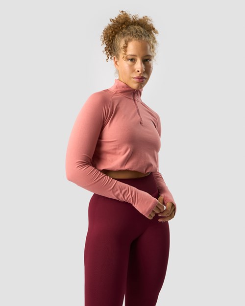 ICIW Define Cropped 1 4 Zip Adjustable Dk Rose Rosa | 420839XQM