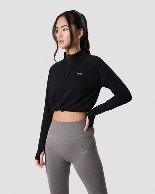 ICIW Define Cropped 1 4 Zip Adjustable Svarta | 047136DWY