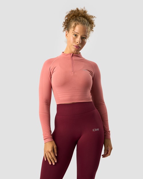 ICIW Define Cropped 1 4 Zip Dk Rose Rosa | 517683TDF