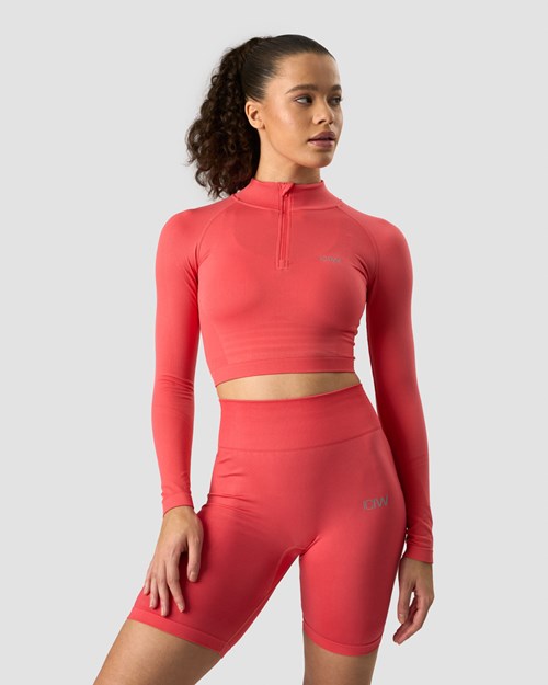 ICIW Define Cropped 1 4 zip Coral Ljusröda | 485023IKD