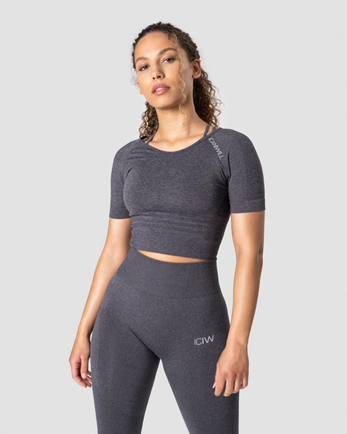 ICIW Define Seamless Cropped T-shirt Melange Wmn Mörkgrå | 813605JVN