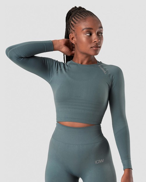 ICIW Define Seamless LS Crop Top Jungle Wmn Mörkgröna | 049167TYZ