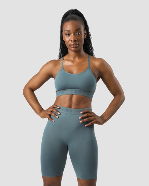 ICIW Define Seamless Logo Snörade Sports Bra Jungle Mörkgröna | 893075QUK