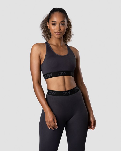 ICIW Define Seamless Logo Sports Bra Graphite Mörkgrå | 785462CPK