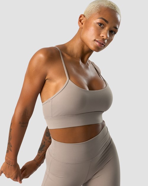 ICIW Nimble Snörade Sports Bra Greige Beige | 682507FAR