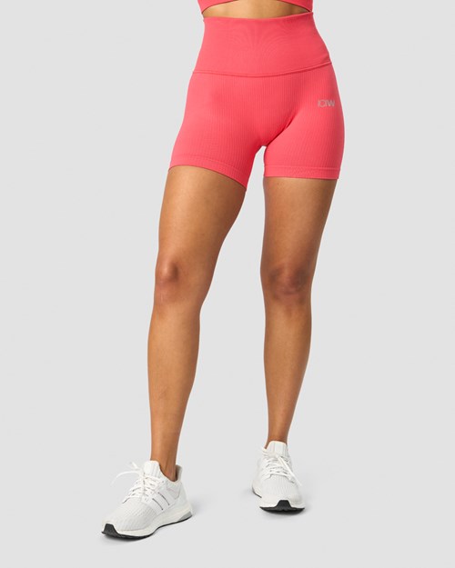 ICIW Räfflad Define Seamless Pocket Shorts Coral Ljusröda | 307126RBL