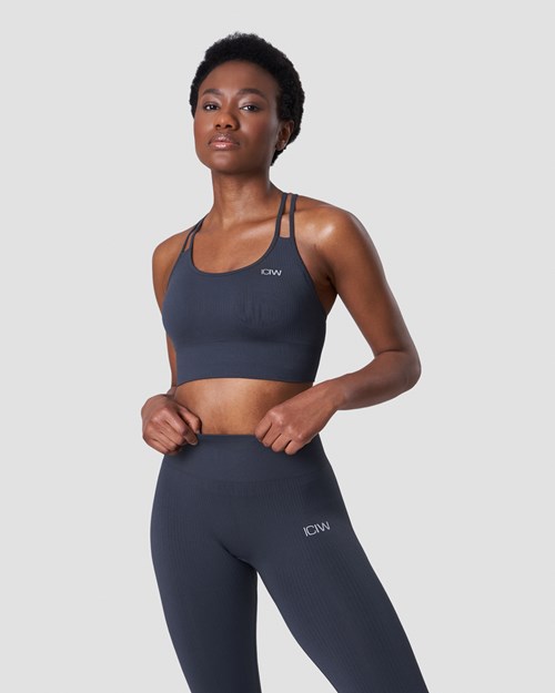 ICIW Räfflad Define Seamless Sports Bra Smokey Mörkblå | 415389LNI