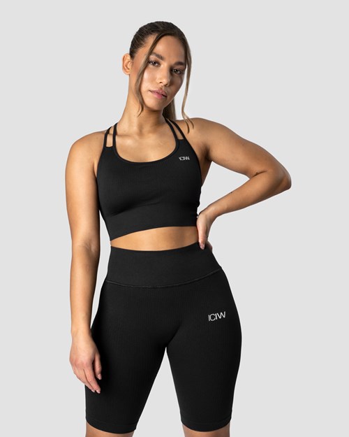 ICIW Räfflad Define Seamless Sports Bra Svarta | 496312SEI