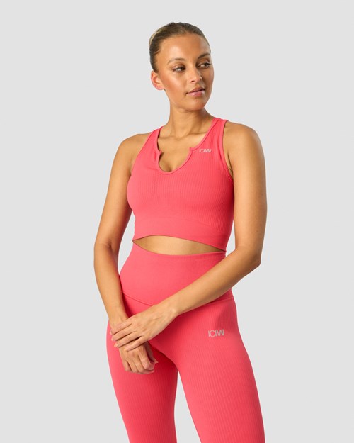 ICIW Räfflad Define Seamless Tank Top Coral Ljusröda | 481032KGU