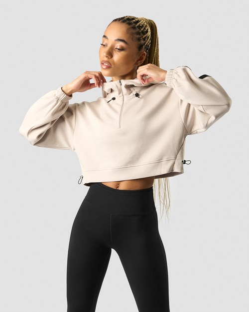 ICIW Stance Cropped Hoodie Wmn Beige | 819502EPT