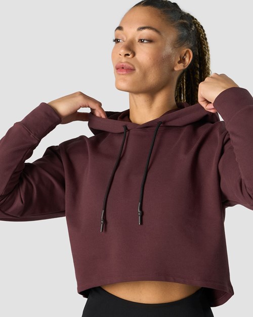 ICIW Stride Cropped Hoodie Wmn Burgundy Mörkröda | 594712YRP