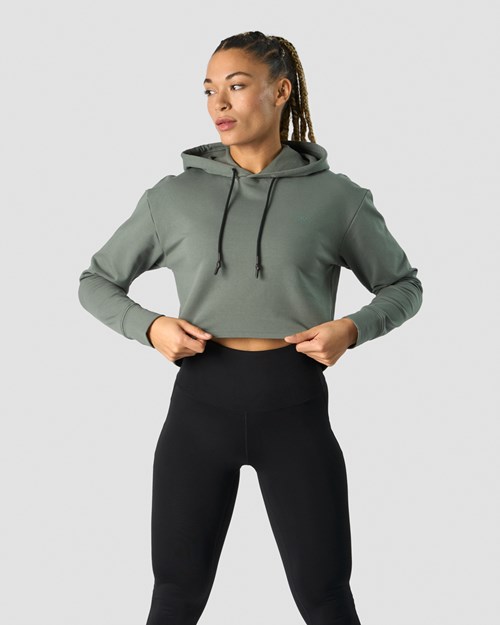 ICIW Stride Cropped Hoodie Wmn Sea Mörkgröna | 603548LYH