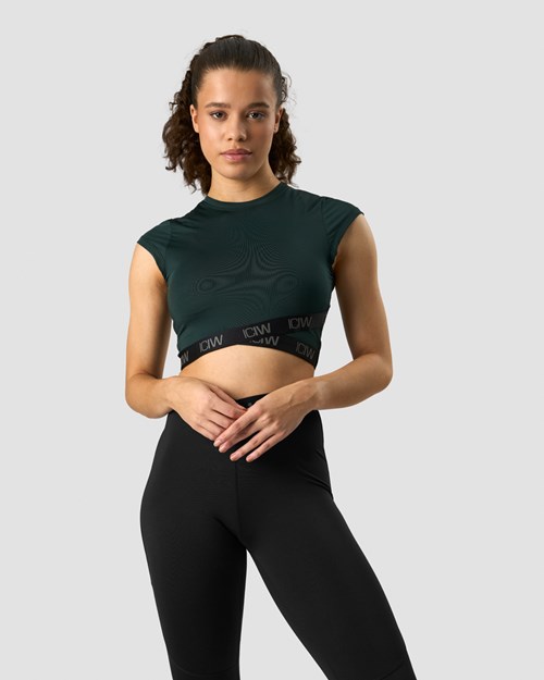 ICIW Ultimate Tränings Cropped T-shirt Deep Mörkgröna | 726430WEA