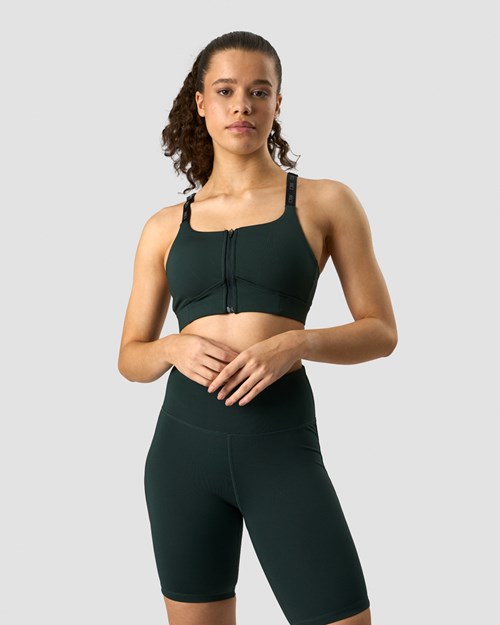 ICIW Ultimate Tränings Dragkedja Sports Bra Deep Mörkgröna | 546297SIO