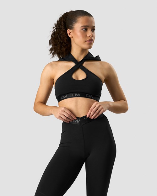 ICIW Ultimate Tränings Hoodie Sports Bra Svarta | 853074WZT