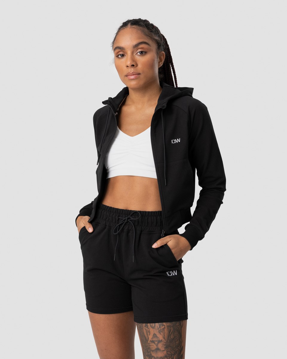 ICIW Activity Cropped Hoodie Wmn Svarta | 514628XGS