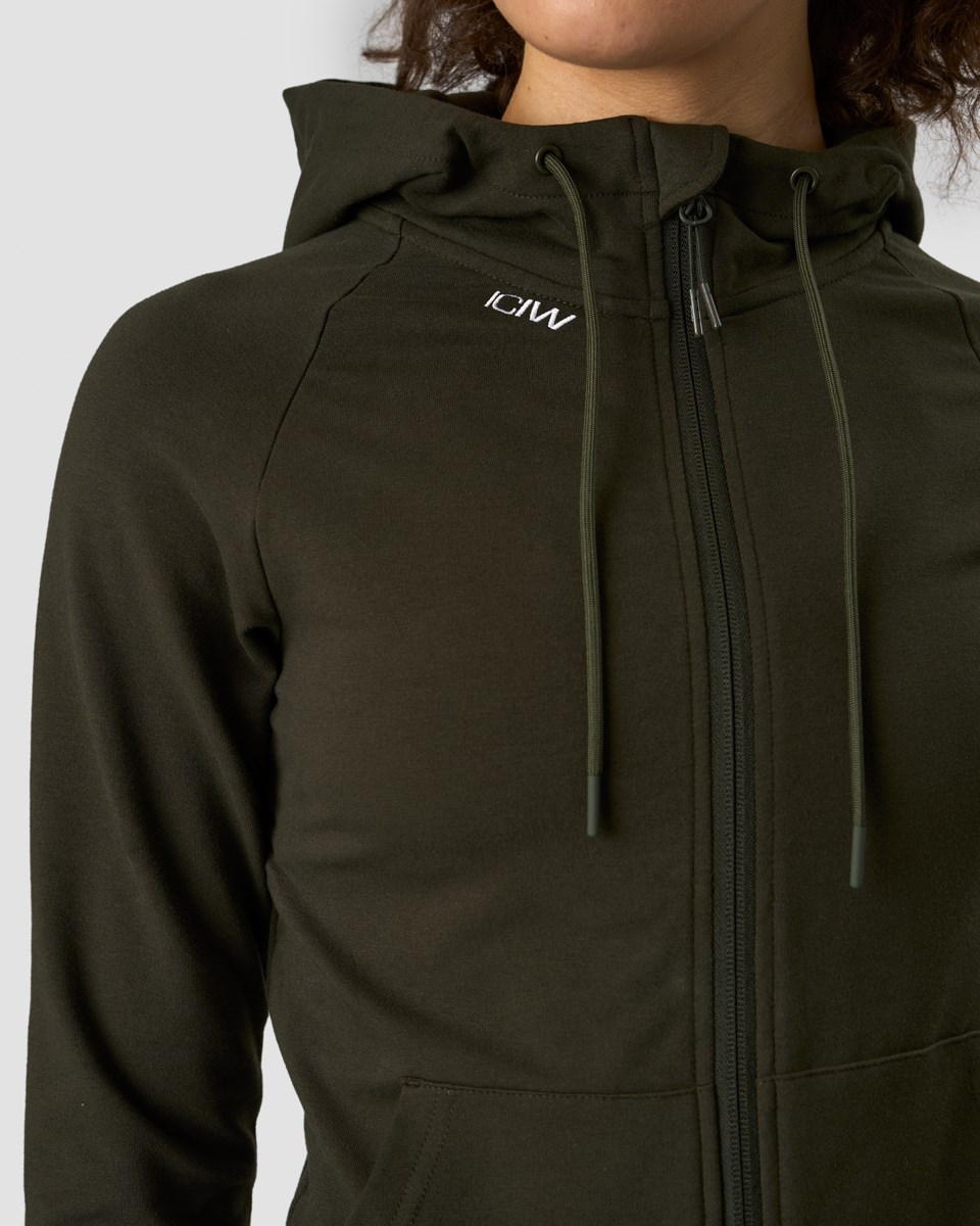 ICIW Activity Zip Hoodie Wmn Dk Army Mörkgröna | 642931MFB