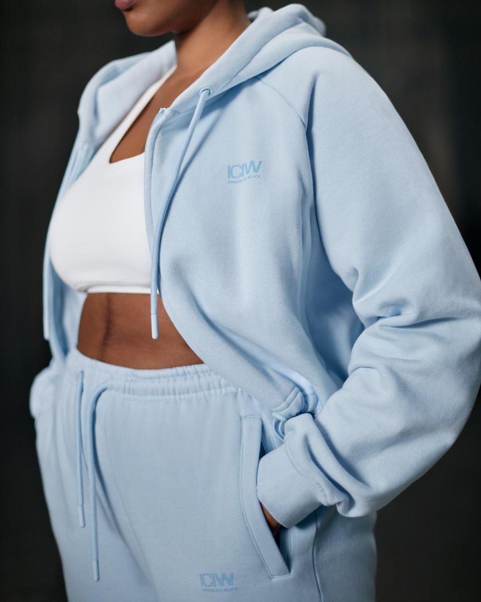 ICIW Blick Cropped Hoodie Light Ljusblå | 536180RHA