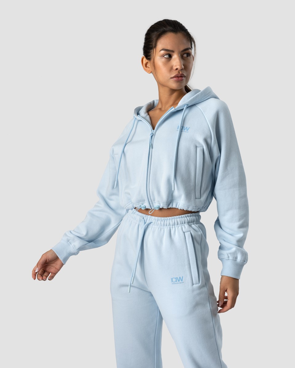 ICIW Blick Cropped Hoodie Light Ljusblå | 536180RHA