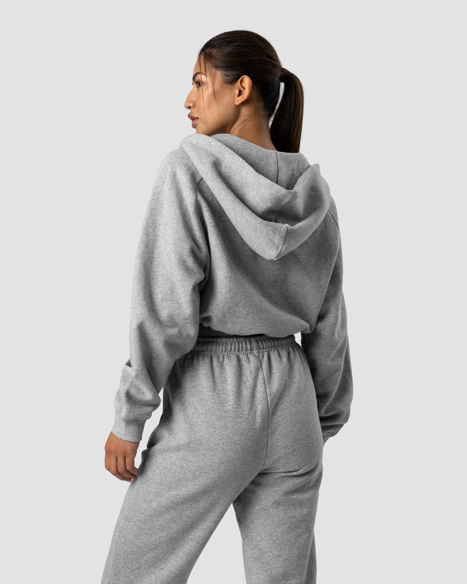 ICIW Blick Cropped Hoodie Light Ljusgrå | 692783QIO