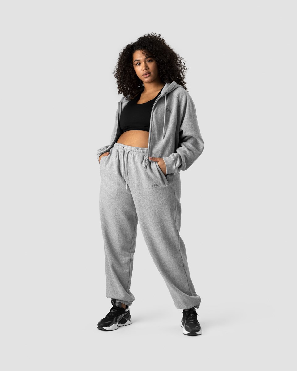 ICIW Blick Cropped Hoodie Light Ljusgrå | 692783QIO