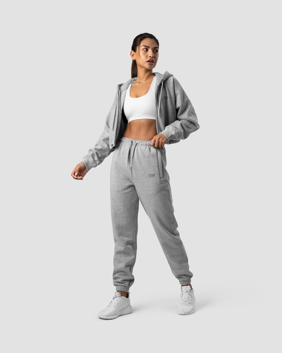 ICIW Blick Cropped Hoodie Light Ljusgrå | 692783QIO