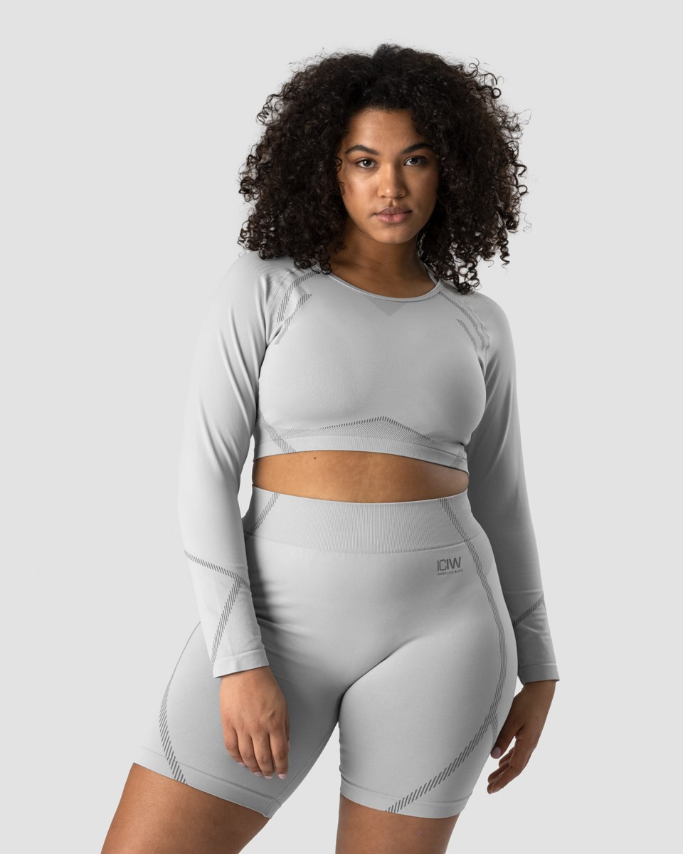 ICIW Blick Seamless Crop top Light Ljusgrå | 143672BGC