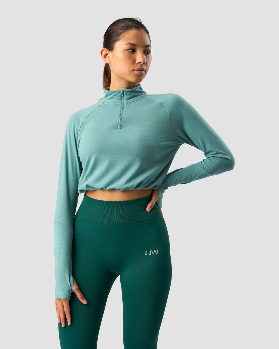 ICIW Define Cropped 1 4 Zip Adjustable Mineral Ljusgröna | 254367TKX