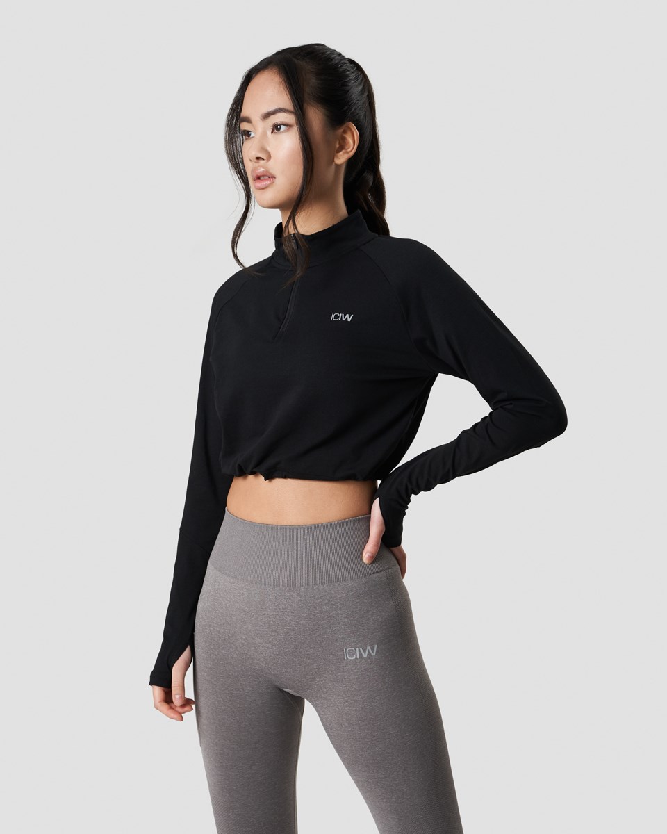 ICIW Define Cropped 1 4 Zip Adjustable Svarta | 047136DWY