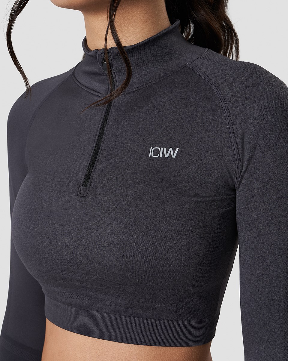 ICIW Define Cropped 1 4 Zip Graphite Mörkgrå | 285073KIN