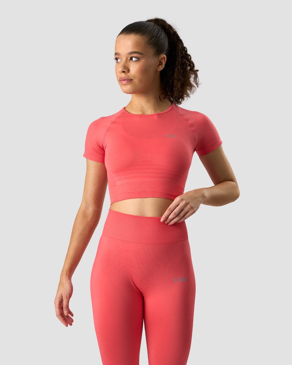 ICIW Define Seamless Cropped T-shirt Coral Ljusröda | 715832PLS