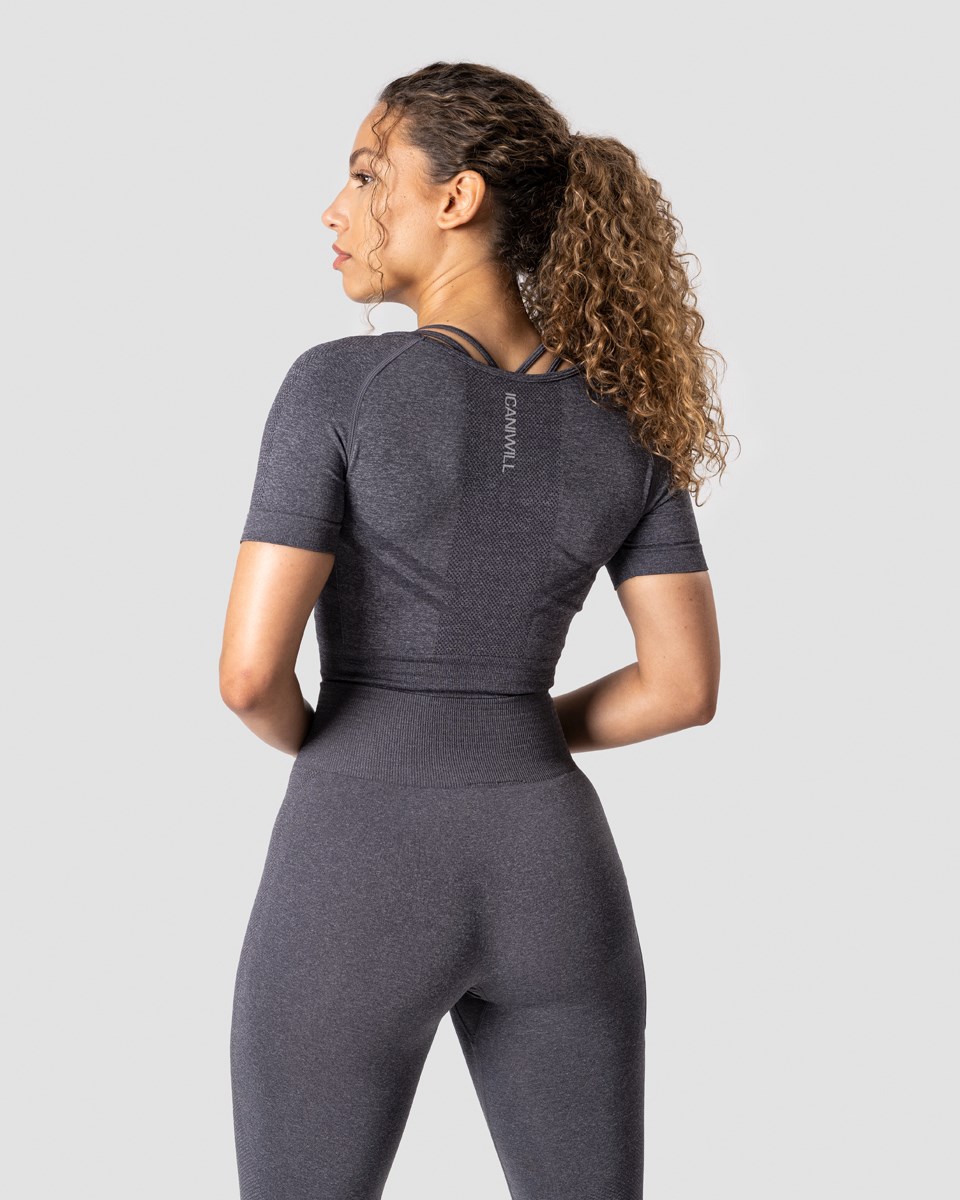 ICIW Define Seamless Cropped T-shirt Melange Wmn Mörkgrå | 813605JVN