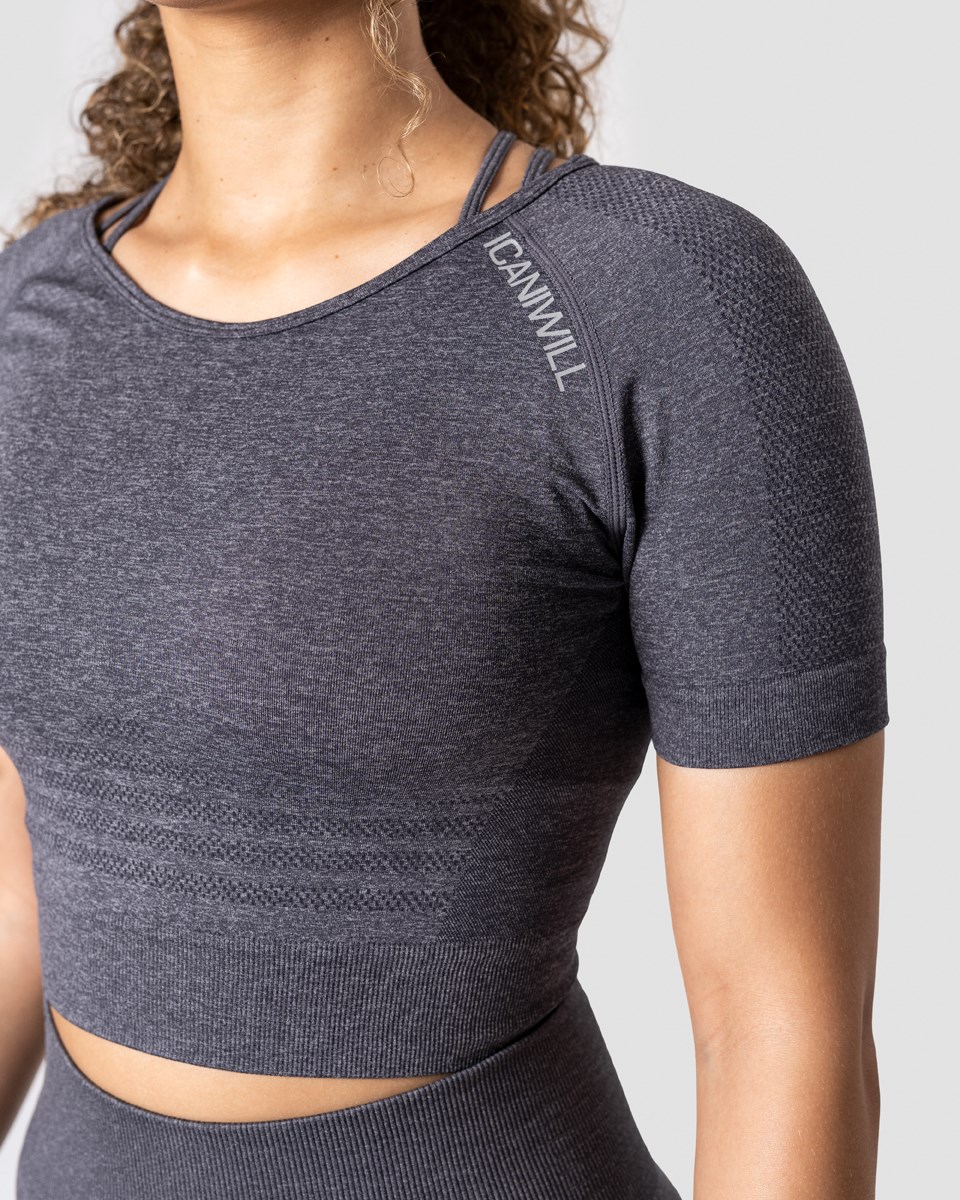 ICIW Define Seamless Cropped T-shirt Melange Wmn Mörkgrå | 813605JVN