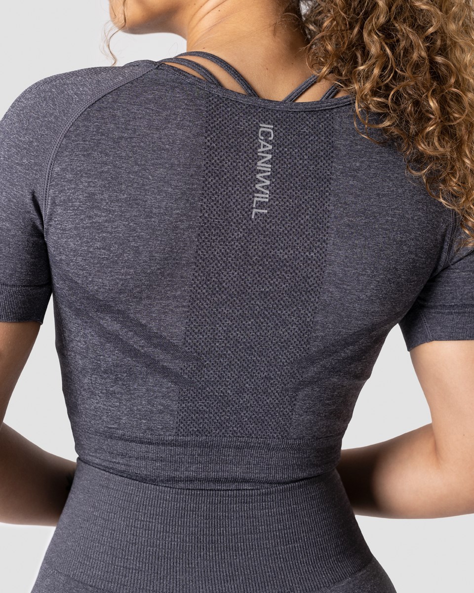 ICIW Define Seamless Cropped T-shirt Melange Wmn Mörkgrå | 813605JVN