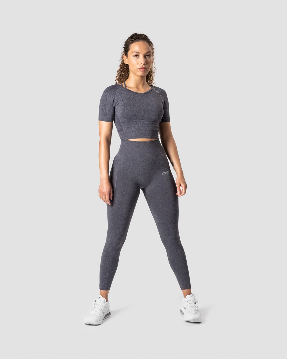 ICIW Define Seamless Cropped T-shirt Melange Wmn Mörkgrå | 813605JVN