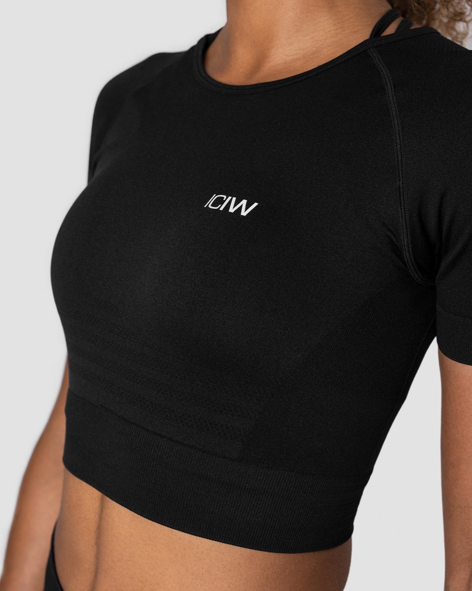 ICIW Define Seamless Cropped T-shirt Wmn Svarta | 195682DGW