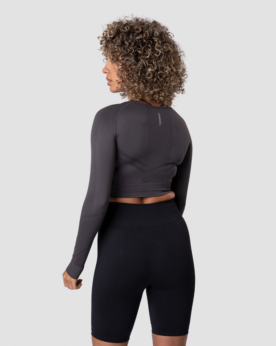 ICIW Define Seamless LS Crop Top Graphite Wmn Mörkgrå | 879231PHL