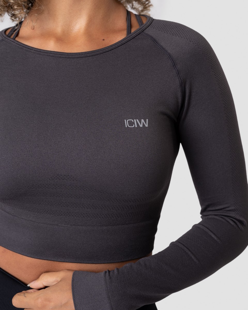 ICIW Define Seamless LS Crop Top Graphite Wmn Mörkgrå | 879231PHL