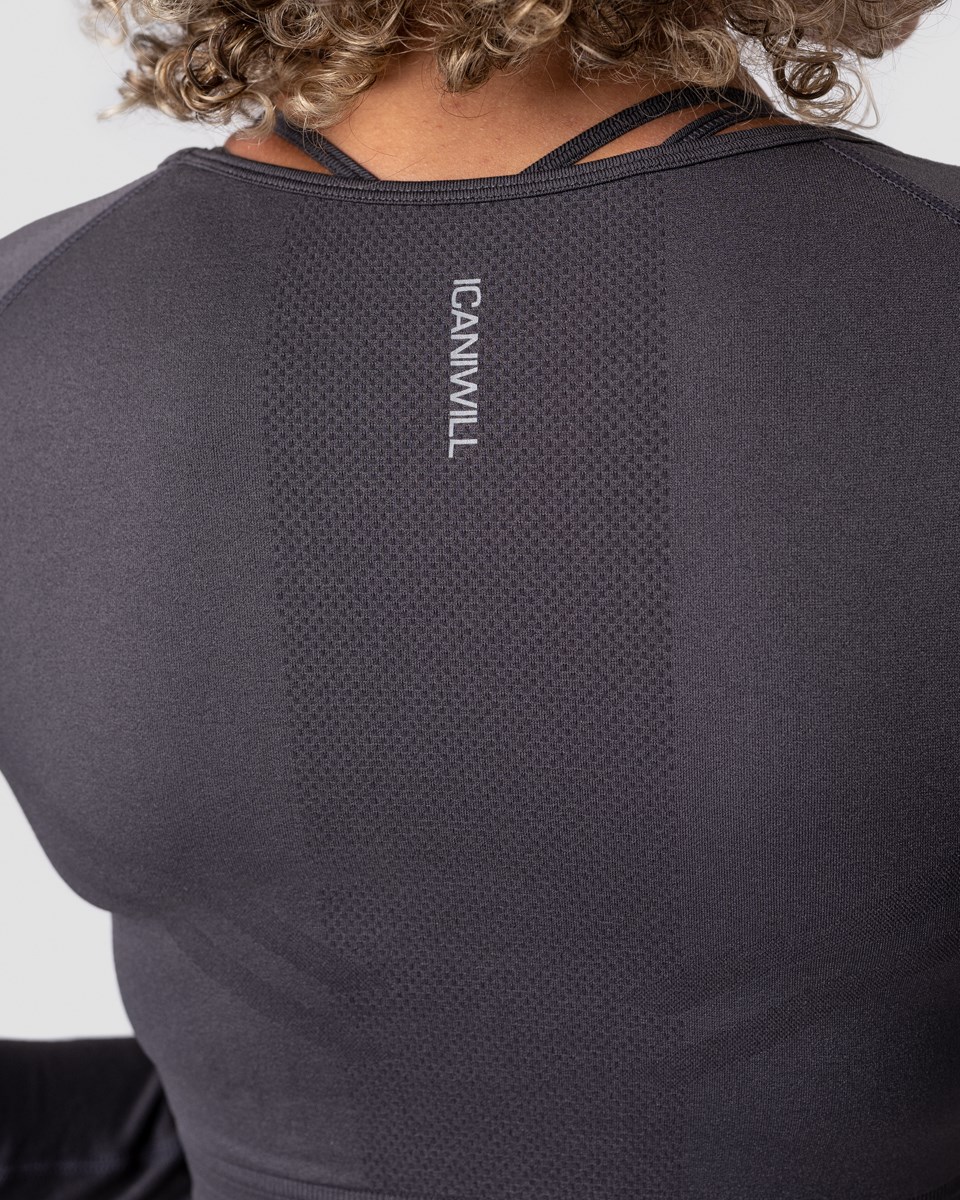 ICIW Define Seamless LS Crop Top Graphite Wmn Mörkgrå | 879231PHL