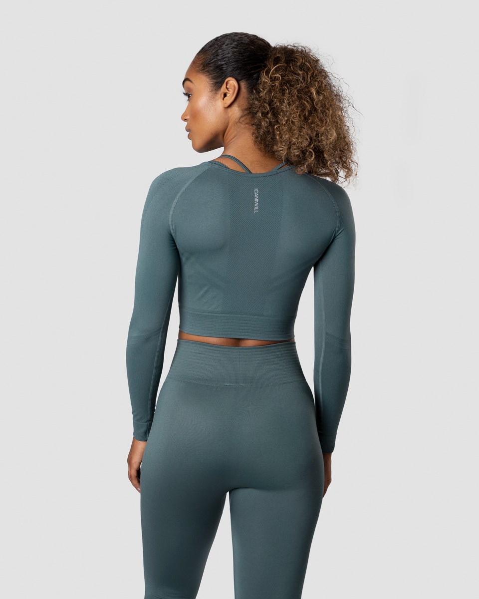 ICIW Define Seamless LS Crop Top Jungle Wmn Mörkgröna | 245376JOH