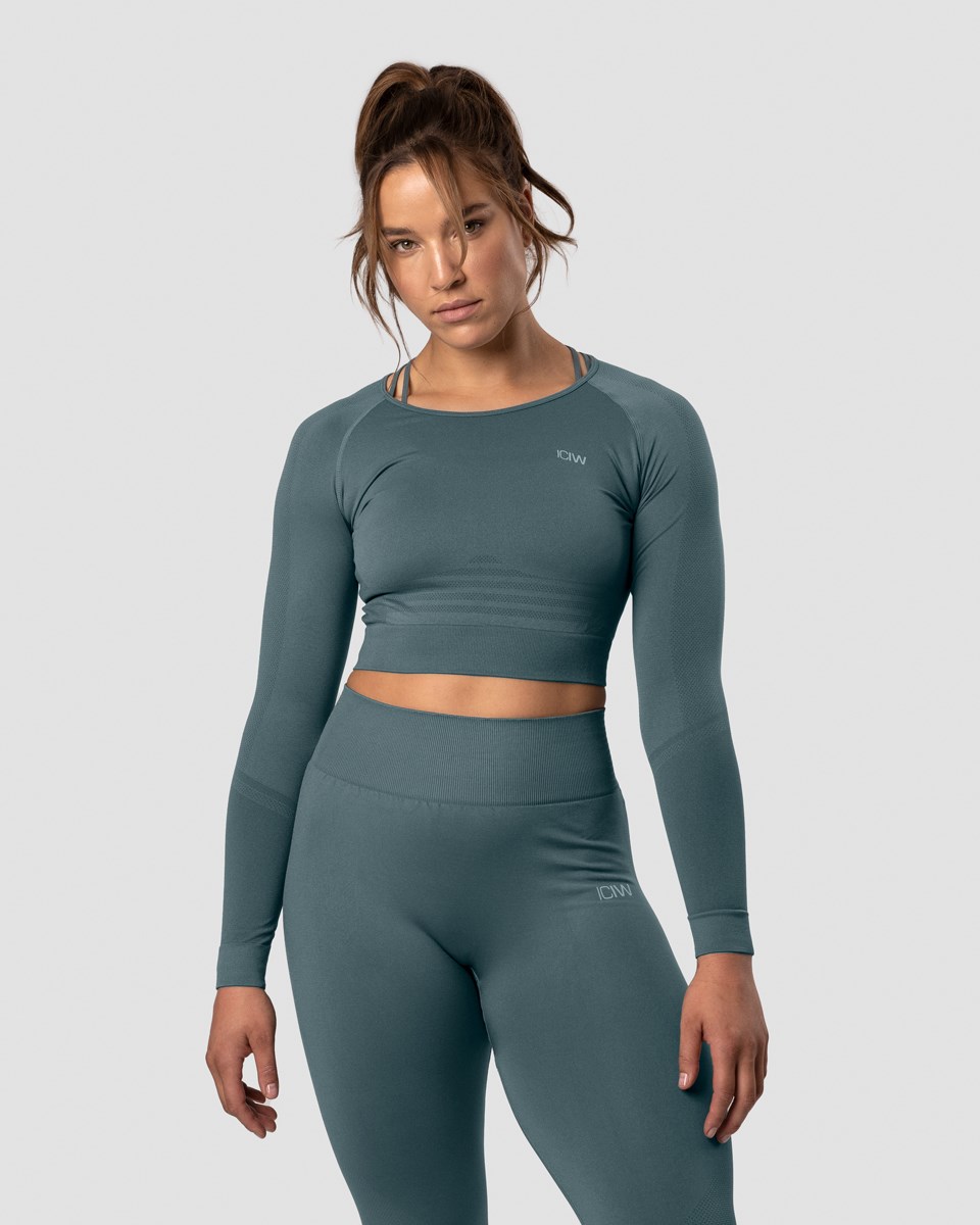 ICIW Define Seamless LS Crop Top Jungle Wmn Mörkgröna | 245376JOH