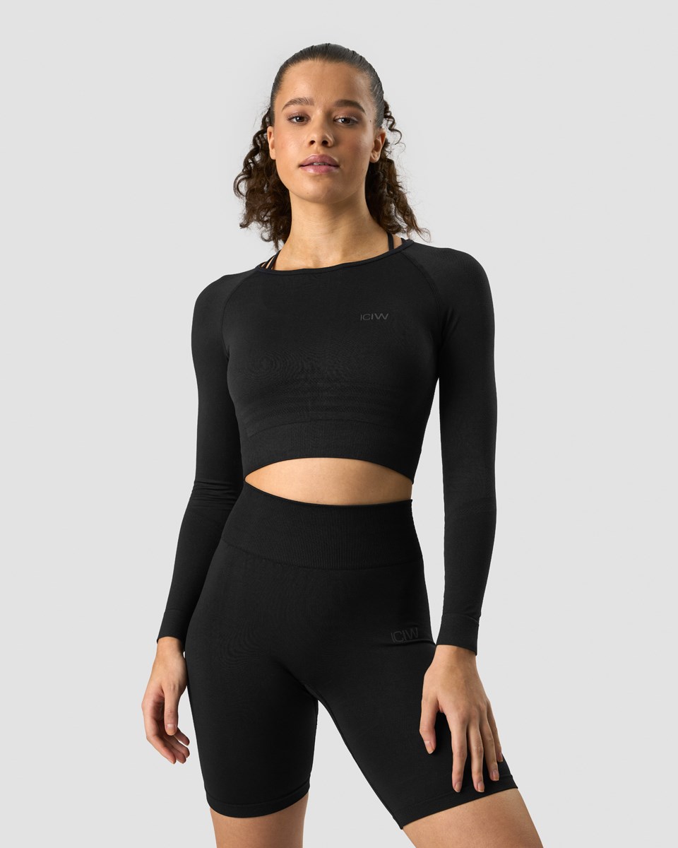 ICIW Define Seamless LS Crop Top Svarta | 796428QBO