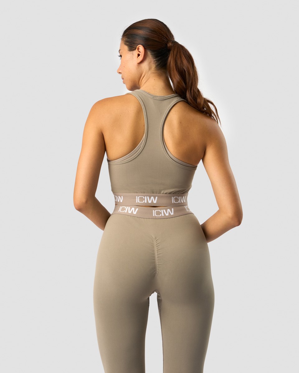 ICIW Define Seamless Logo Cropped Tank Top Taupe Beige | 815746SZC