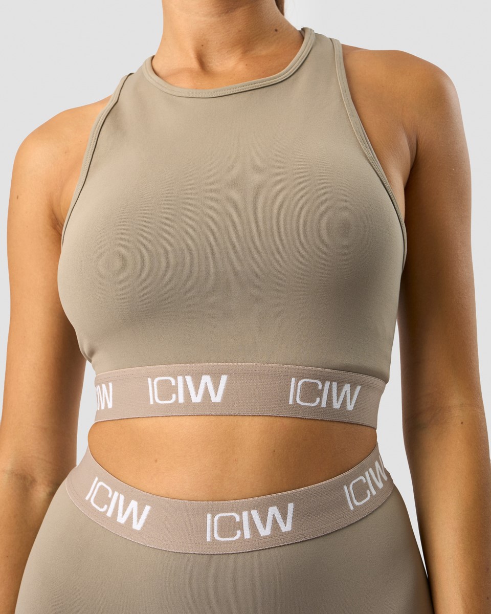 ICIW Define Seamless Logo Cropped Tank Top Taupe Beige | 815746SZC