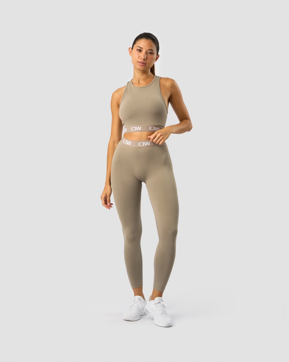 ICIW Define Seamless Logo Cropped Tank Top Taupe Beige | 815746SZC