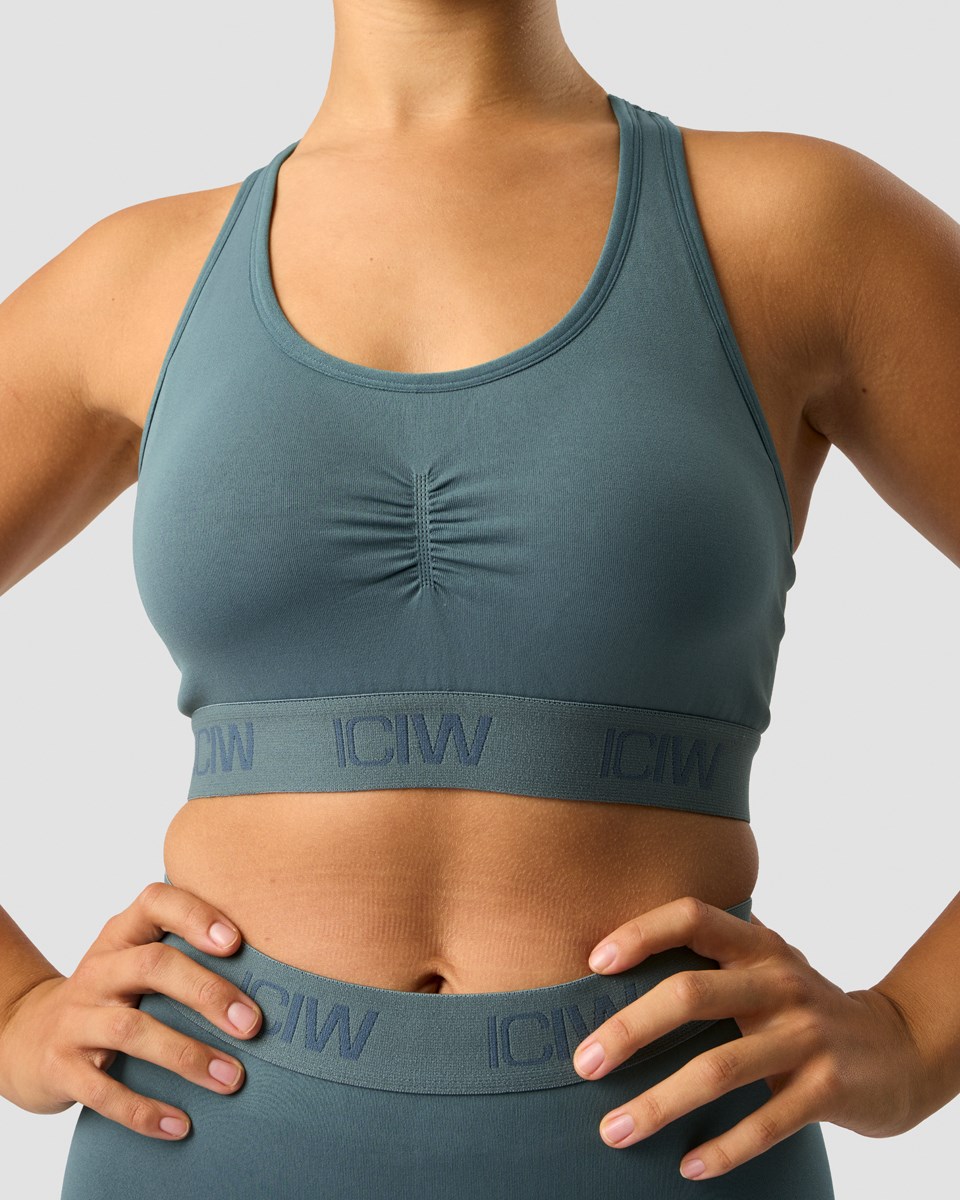 ICIW Define Seamless Logo Scrunch Sports Bra Jungle Mörkgröna | 408623UZE