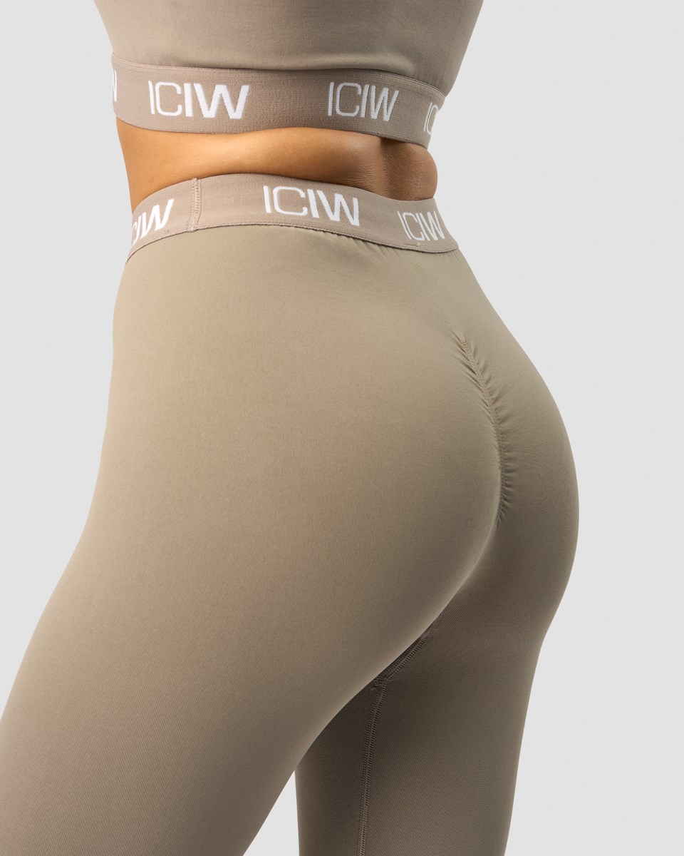 ICIW Define Seamless Logo Scrunch Tights Taupe Beige | 831742EOX