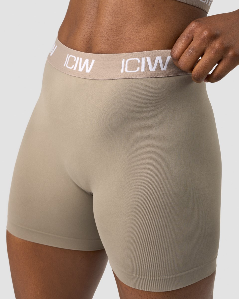 ICIW Define Seamless Logo Shorts Taupe Beige | 160359OWM