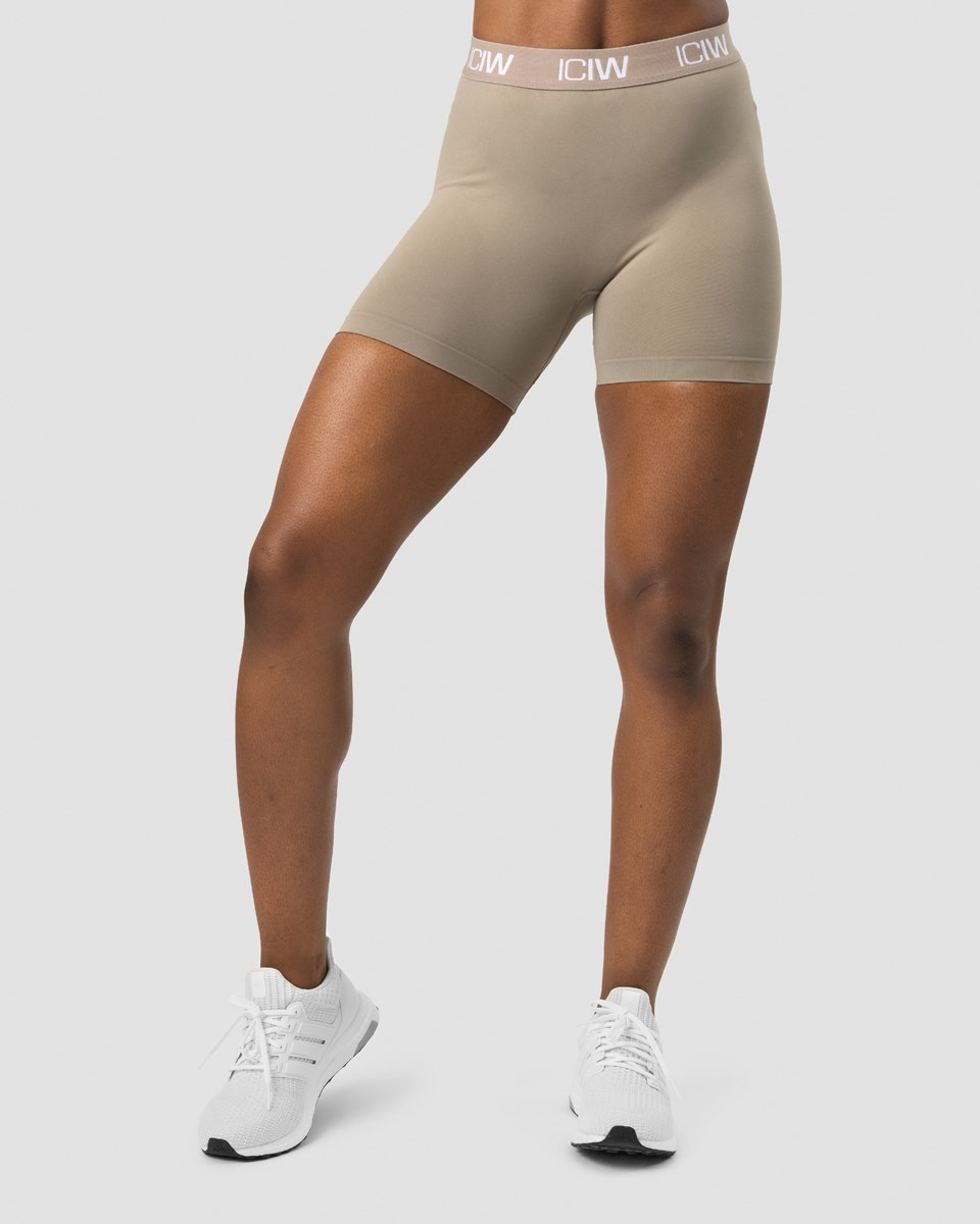 ICIW Define Seamless Logo Shorts Taupe Beige | 160359OWM