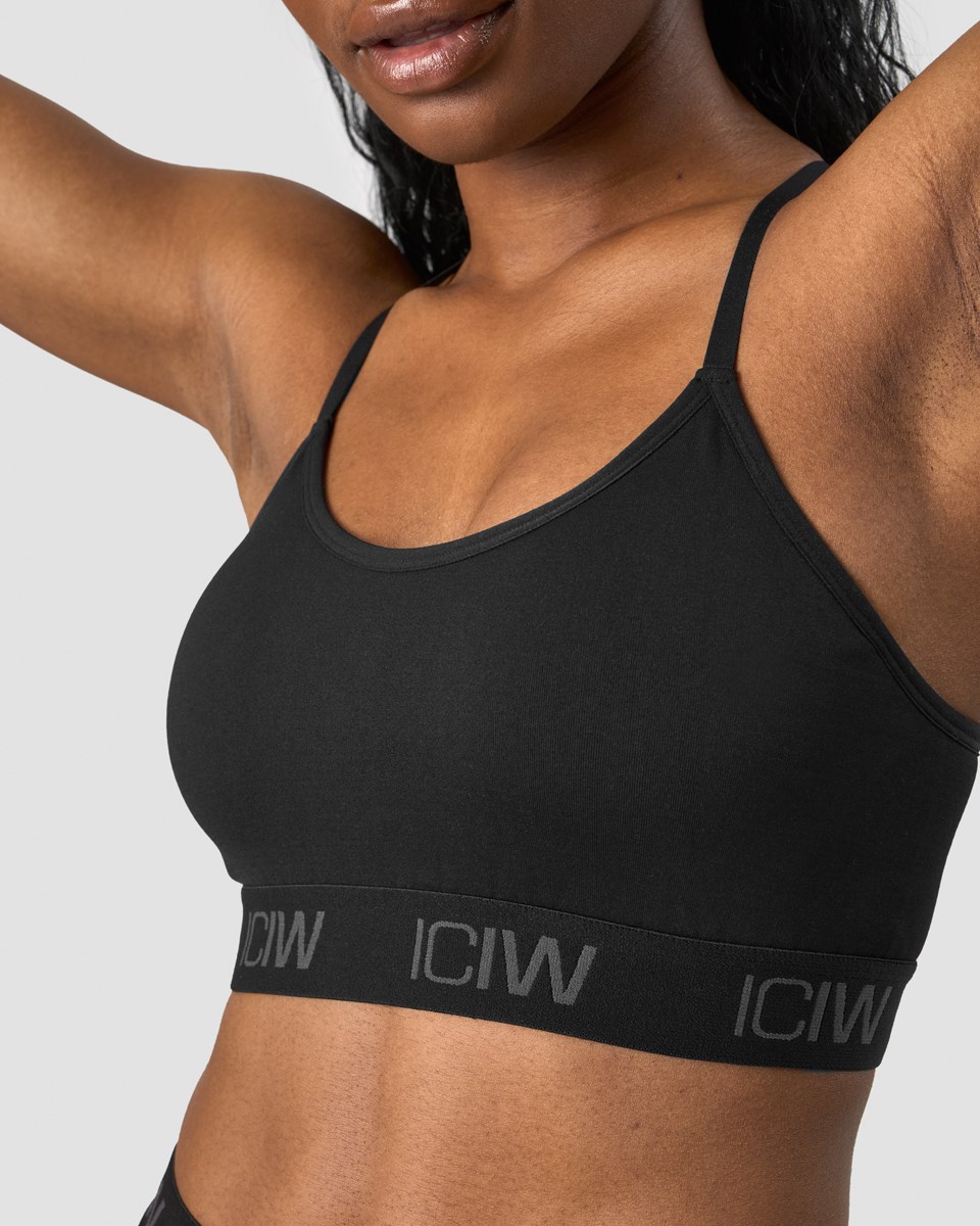 ICIW Define Seamless Logo Snörade Sports Bra Svarta | 087962NYD